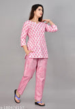 Pure cotton nightsuit for women, printed net, three-quarter sleeves - limited edition premium cotton set