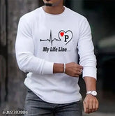 Men's full sleeve striped polyester t-shirt, long sleeves on hangar, India origin