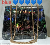 Elegant quilted PU crossbody sling bag, sequin-embellished, golden chain, versatile evening purse for women