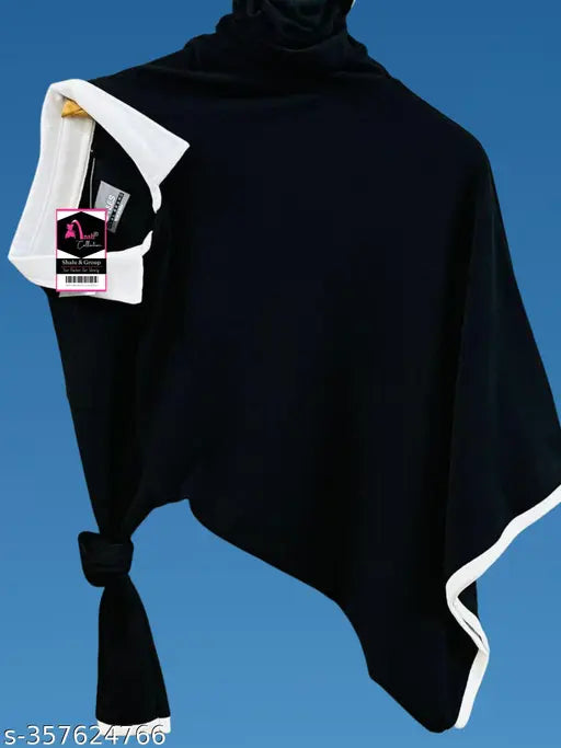 Black cotton Fancy Men's T-shirt with attached collar, long sleeves, solid design - fashionable for everyday wear (India origin)