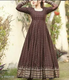 Long-sleeve printed rayon kurti for women, vibrant Indian fashion on mannequin