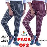 Striped cotton blend jeggings for women. Recycled hosiery cotton waste blended with polyester. Quality medium, suitable for low-price segment. Comfortable, stylish, and lightweight. Available in sizes 26, 28, 30, 32, 34, free size. Made in India