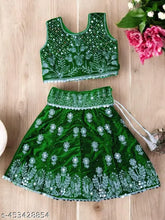 Velvet embroidered lehenga choli for kids (0-3 years), handcrafted in India