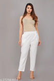 Solid cotton blend trousers for women, stylish and comfortable, perfect for daily wear and casual occasions