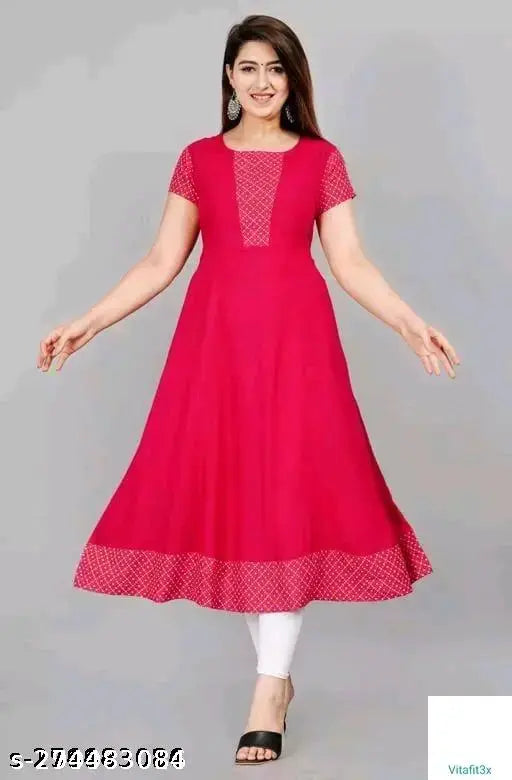 Rayon short-sleeved solid combo dress, style no. 04 from India