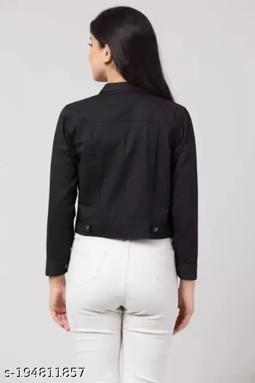 Denim black jacket Z, solid pattern, long sleeves, premium clothing for teens (size 28-32in), India origin