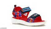 Red and navy blue Spider WEBSINGER kids sandals with green accents, patent leather sole, EVA material, and Velcro fastening - summer wear for boys aged 2-8 years