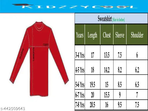 Playful printed cotton blend sweatshirt for kids, long sleeves, perfect for toddlers' winter adventure (size: 2-3Yrs, 13in chest x 17in length)