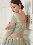 Trendy attractive net lehenga-choli set for women, embroidered with dupatta, new festival wear, free size (42in waist, 42in length)