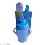 royal blue and plastic multicolor kids sipper bottle, double handle, BPA free, leak proof, 300ml on baby table