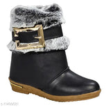 Stylish synthetic leather boots for girls, age 15-3.5 years, casual high ankle design with zip net detail, Indian origin