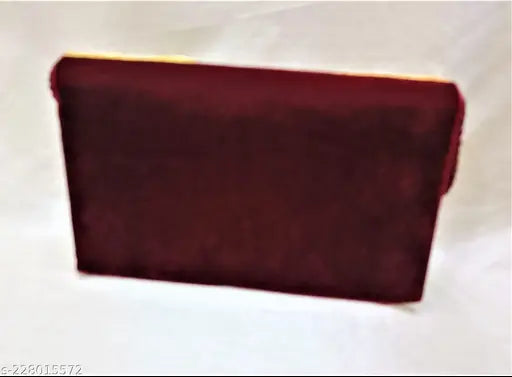 Maroon velvet ethnic clutch, 2-compartment embroidered net bag for women, Indian design, free size (8x5 inches)