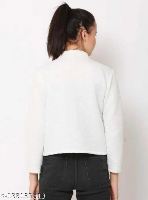 Leather full sleeve women's casual jacket, solid pattern, environmentally-friendly and comfortable for various sizes S-XL