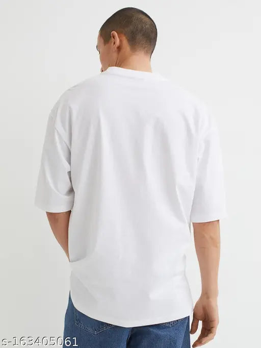 Oversized cotton "mann im tripping" print t-shirt for men, short sleeves, Indian origin