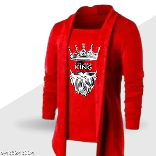 Shurg polyster men's capes & ponchos, trendy design, black and red colors, dyed/washed pattern, India origin