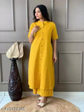 Cotton kurta set with matching pants for women, solid color Indian couple's outfit in XL and XXL sizes