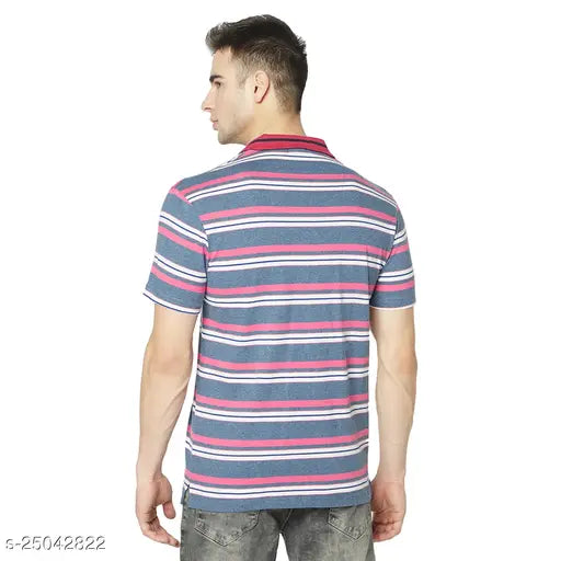 Trendy blue cotton blend short sleeve men's t-shirt, perfect for Indian summer