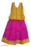 Trendy yellow multicolor South Indian art silk baby lehenga-choli, traditional pattu pavadai for girls (1-2yrs or 4-5yrs)