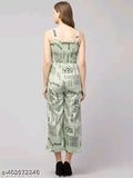 Indian-made, printed crepe jumpsuit with inner lining and shirt sleeves, typographic print on casual women's fashion