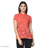 White and cotton blend, regular fit polo t-shirt for women - clea Single Pique Lycra short sleeves