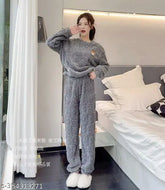 Autumn-Winter pure velvet pajama set, wool material, warm for women