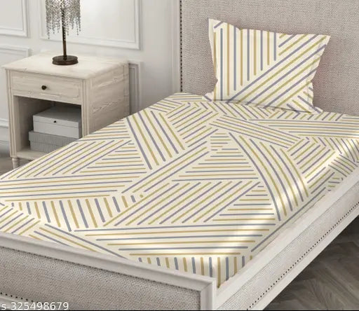 Real dream 300 TC striped cotton fitted bedsheets pack of 11, superfine elastic design keeps sheets in place for adults, ideal for summer, made in India