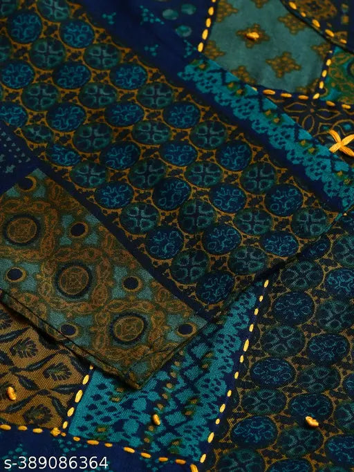 Multicolor printed viscose rayon flared kurta for women, three-quarter sleeves, India origin