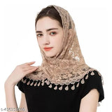 Tassel Rose Jacquard Lace Mantilla Triangle Head Scarf, premium fabric for women's fashion and church events