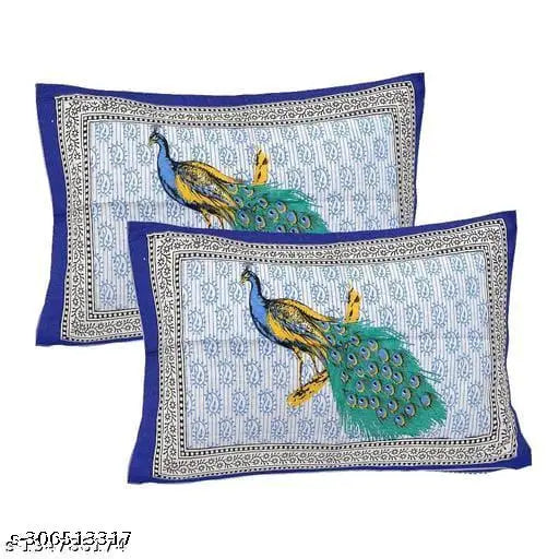 Luxury peacock-patterned flat cotton sheets for summer dreams - 144 thread count, double queen size