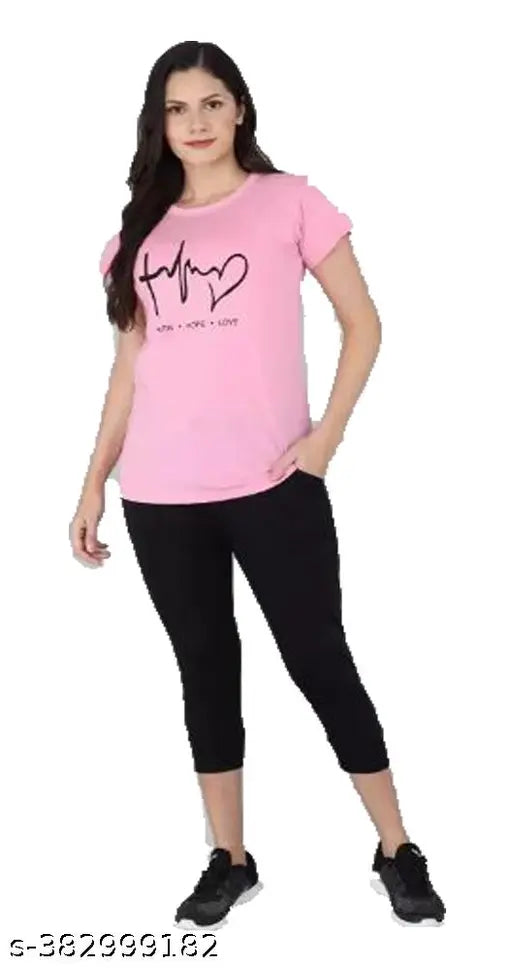 Comfy cotton night dress set in printed design, half sleeves and elastic waistband with drawstring. Soft and breathable for relaxing at home or fitness sessions. Made in India