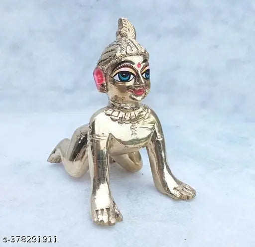 Brass Radha Rani idol, approximately 130 grams, traditional Hindu god sculpture from India