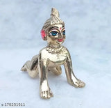 Brass Radha Rani idol, approximately 130 grams, traditional Hindu god sculpture from India