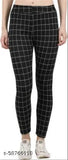 Cotton blend checked women's jeggings for yoga, gym, or casual wear, available in sizes 26-32 (S-M-L)