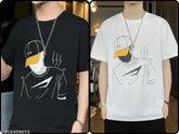 Classic Men's printed cotton blend t-shirt combo, short sleeves, vibrant graphic print, summer & autumn season essential