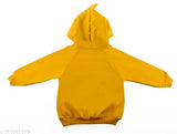 Soft yellow fleece unisex dinosaur hoodie for winter, kids winter wear, cotton blend hooded sweatshirt with long sleeves