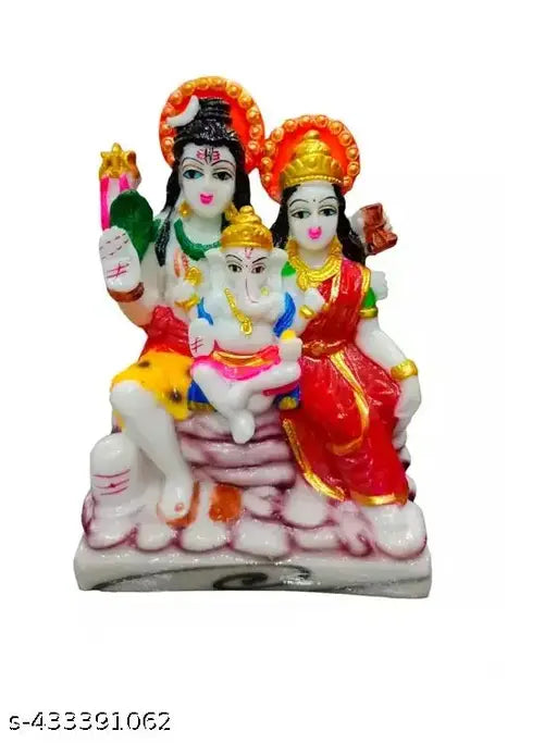 Poly resin Shiv Parvati God family statue, spiritual Puja Vastu for home decor (6.5cm x 12cm x 7cm)