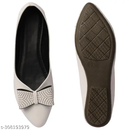 PU bellies for women - modern, stylish, pointed toe, slip-on ballerinas with chain and tassel detailing. Made in India