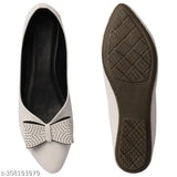 PU bellies for women - modern, stylish, pointed toe, slip-on ballerinas with chain and tassel detailing. Made in India