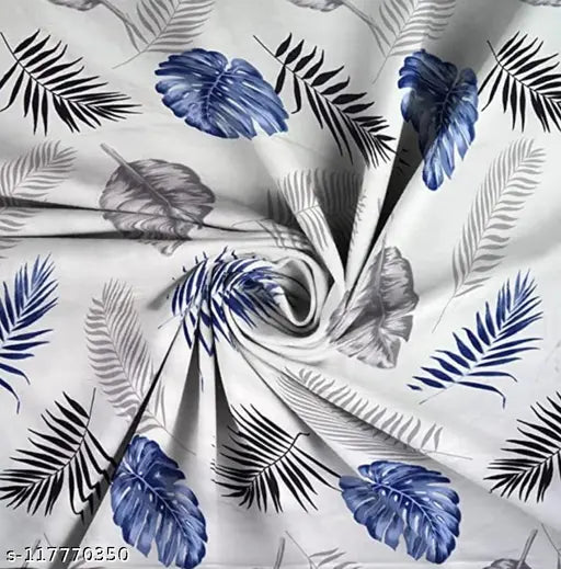 Cream cream-colored premium cotton leaf pattern elastic fitted bedsheets for double king bed, includes 2 pillow covers. Superfine quality, ideal for summer, floral print. Made in India