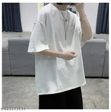 Men's solid cotton three-quarter sleeve drop shoulder t-shirt, India