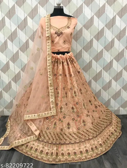 Indian embroidered net Lehenga Choli set, free size with 2.5m dupatta, best for regular occasions