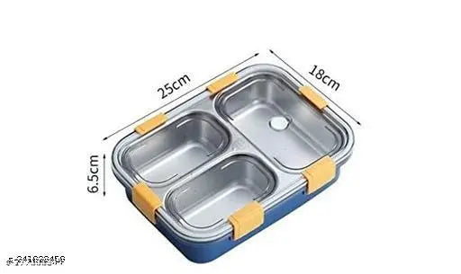 Stainless Steel Leak Proof Multicolor Lunch Box Bento for Adults & Kids - Microwave, freezer safe, 4 compartments, reusable, food-grade SUS304 + PP material, thermal technology with water injection, easy to clean and heat/cool