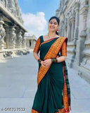 Narayanpet saree set, poly blend zari woven net saree with stitched chiffon blouse, Indian traditional wear on display