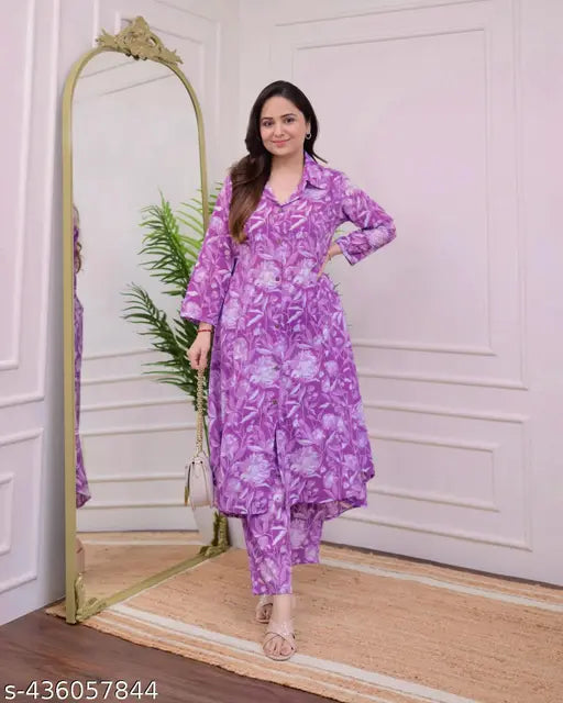 Rayon Libas women's printed kurta Palazzo set with long sleeves, Indian ethnic wear in vibrant print