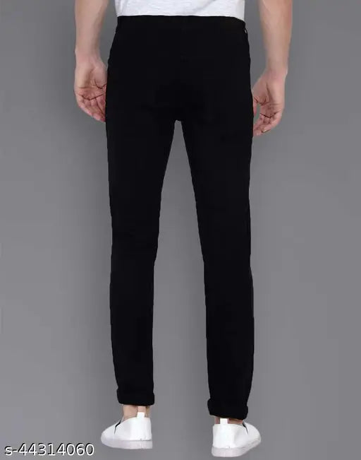 Black denim men's slim fit jeans by Creatywitty, size 28/30/32, made in India