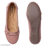 Synthetic leather embroidered pink bellies for women, slip-on ballerinas by Vlanco brand
