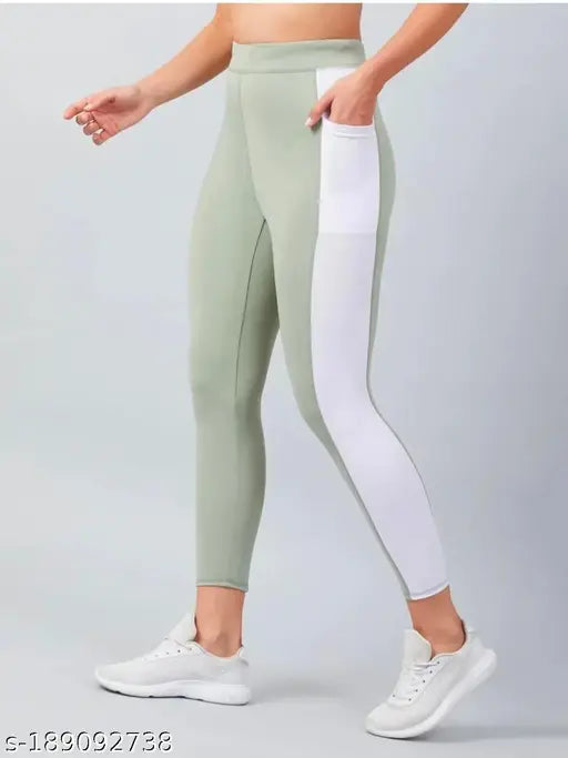 Solid net, lycra Earth Joy Sportswear jeggings for women's workout, 90% polyester & 10% spandex, 37" length, Indian sportswear brand