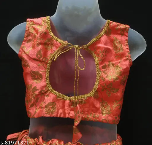 Kids girls special lehenga choli set, art silk with aari work net, best quality Indian brand