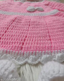 Handmade acrylic baby girl woolen sweater set with cap, hairband, and booties - Indian winter wear for 12-18 months