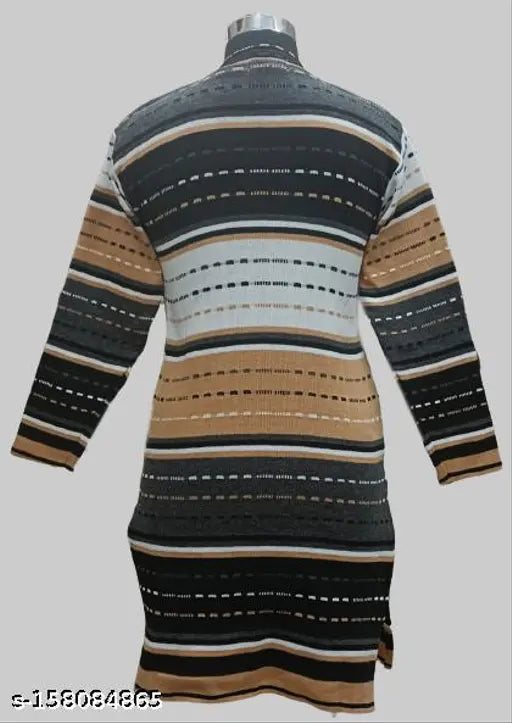Striped woolen kurti, free size (Bust 18in, Size Length 38in), women's winter fashion